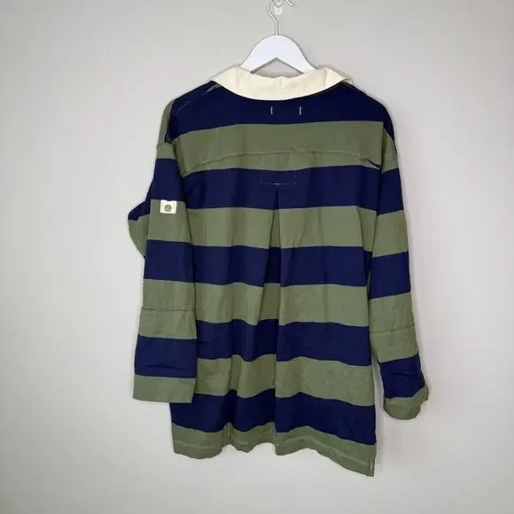 Free People We The Free Peyton Rugby Henley Striped Top Oversized Sz XS - Picture 3 of 9